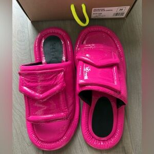 Tibi Neon Pink Slide Sandals